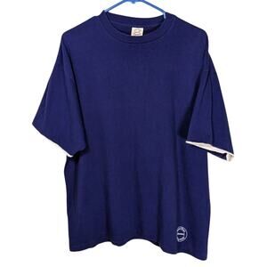 Vintage 90s Hanes Roll-Up Indigo Short Sleeve Single Stitch T-Shirt USA Made